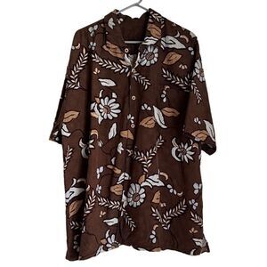 Tommy Bahama Brown Floral Short-Sleeve Button-Down Shirt
